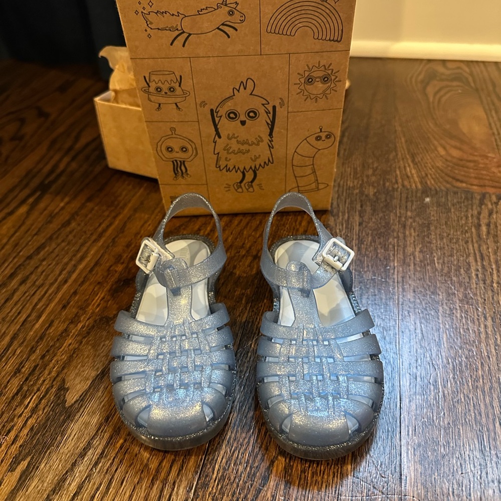 Mini Melissa Jelly Sandal - Possession Glitter Blue, 9c